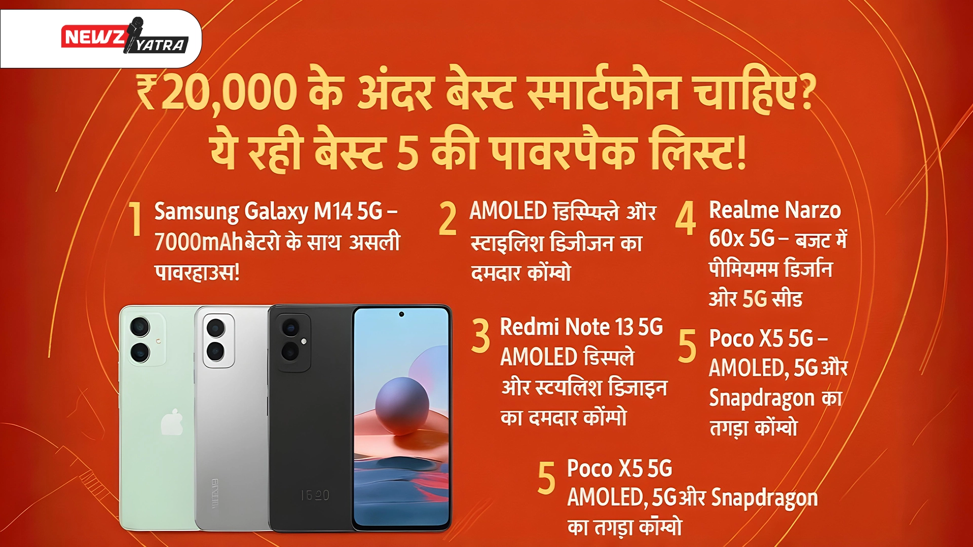 ₹20,000 के अंदर बेस्ट स्मार्टफोन चाहिए? ये रही बेस्ट 5 की पावरपैक लिस्ट! (Best Budget Smartphones 2025)